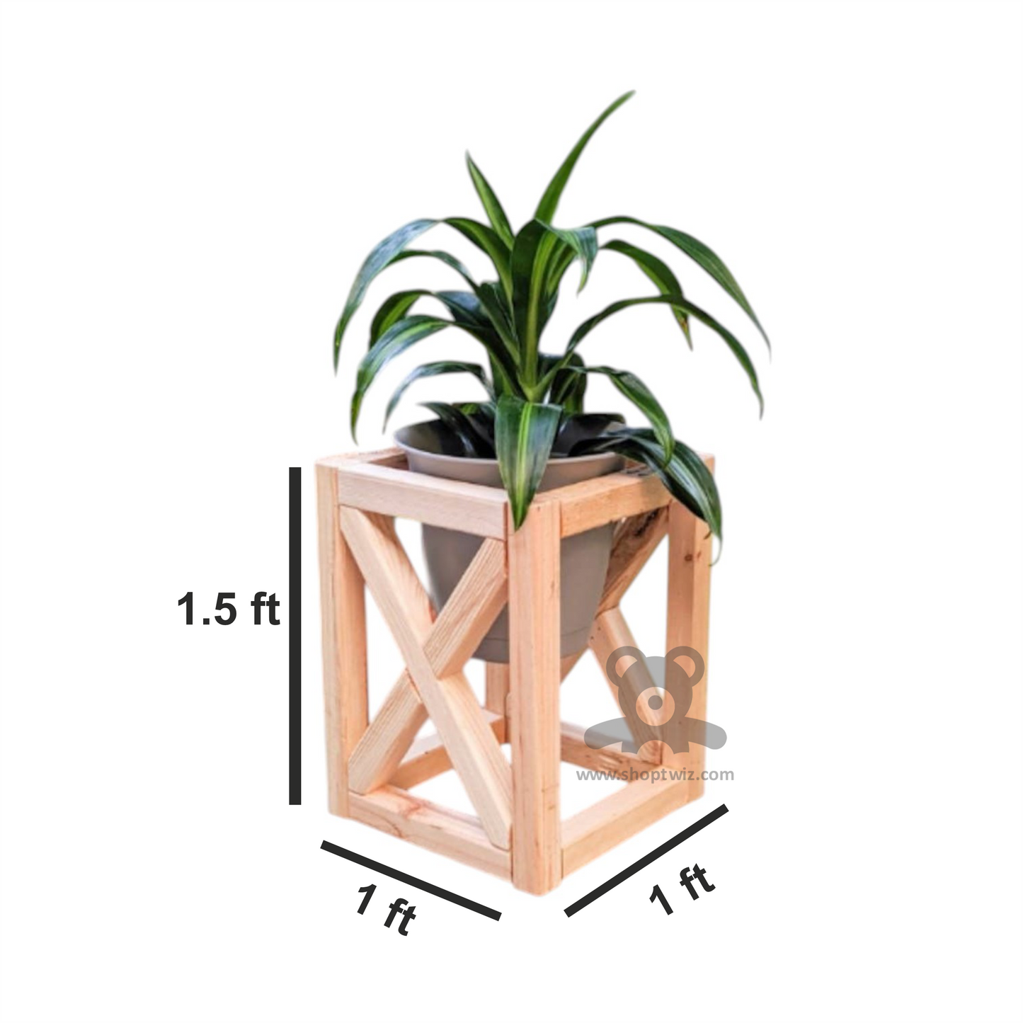 ShopTwiz Wooden Design Pot Stand for House & Office