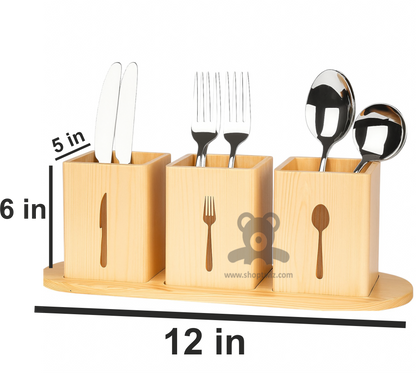 ShopTwiz Wooden Knife and Spoon Stand for Kitchen