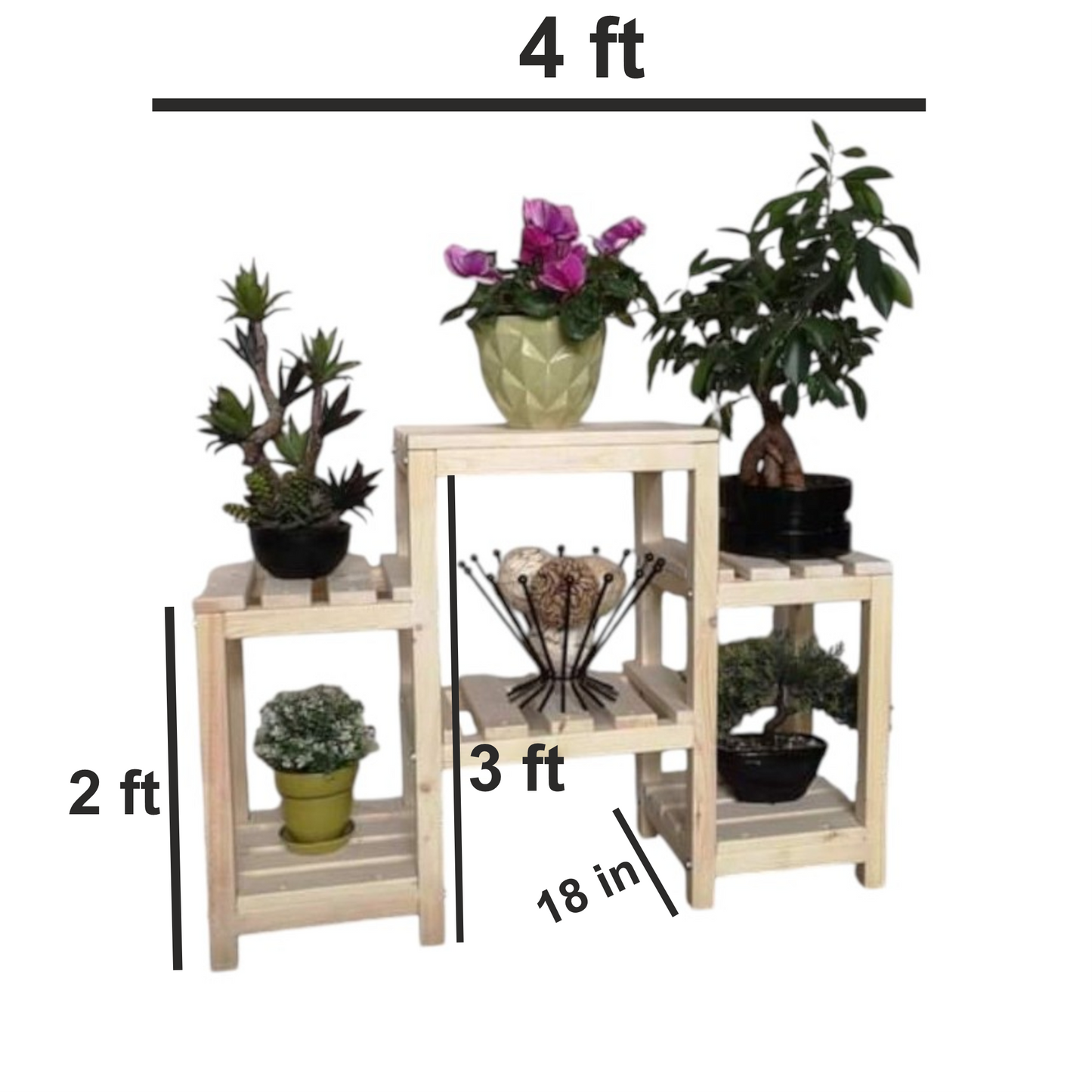 ShopTwiz Wooden Three-Joint Pot Stand