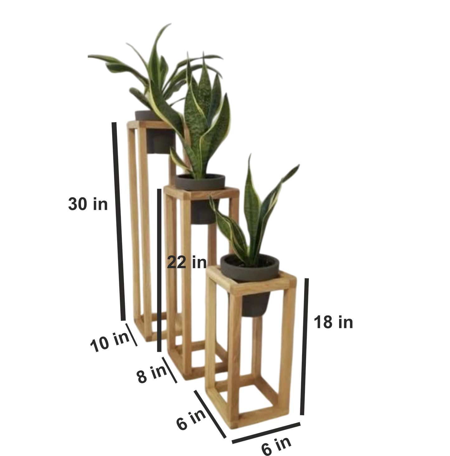 ShopTwiz Wooden 3-Pot Stand for Home Decoration