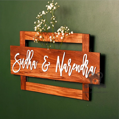 ShopTwiz Rectangle Wood White Letter Name Plate for House and Office