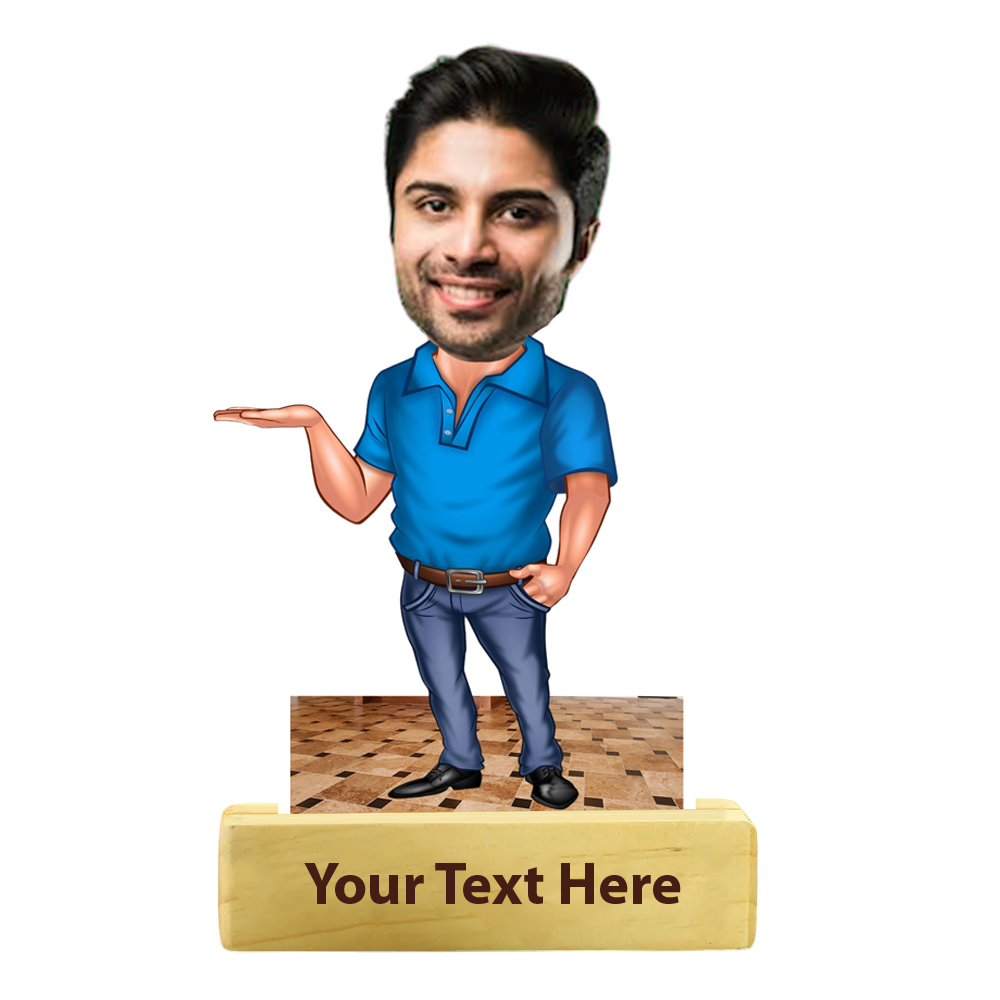 Personalized Caricature With Wooden Stand ShopTwiz Personalized caricature with wooden stand shoptwiz