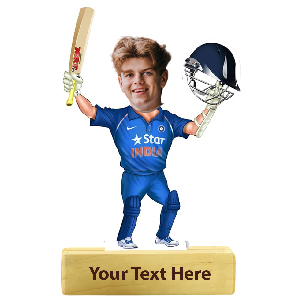 Playing Cricket Personalized Caricature