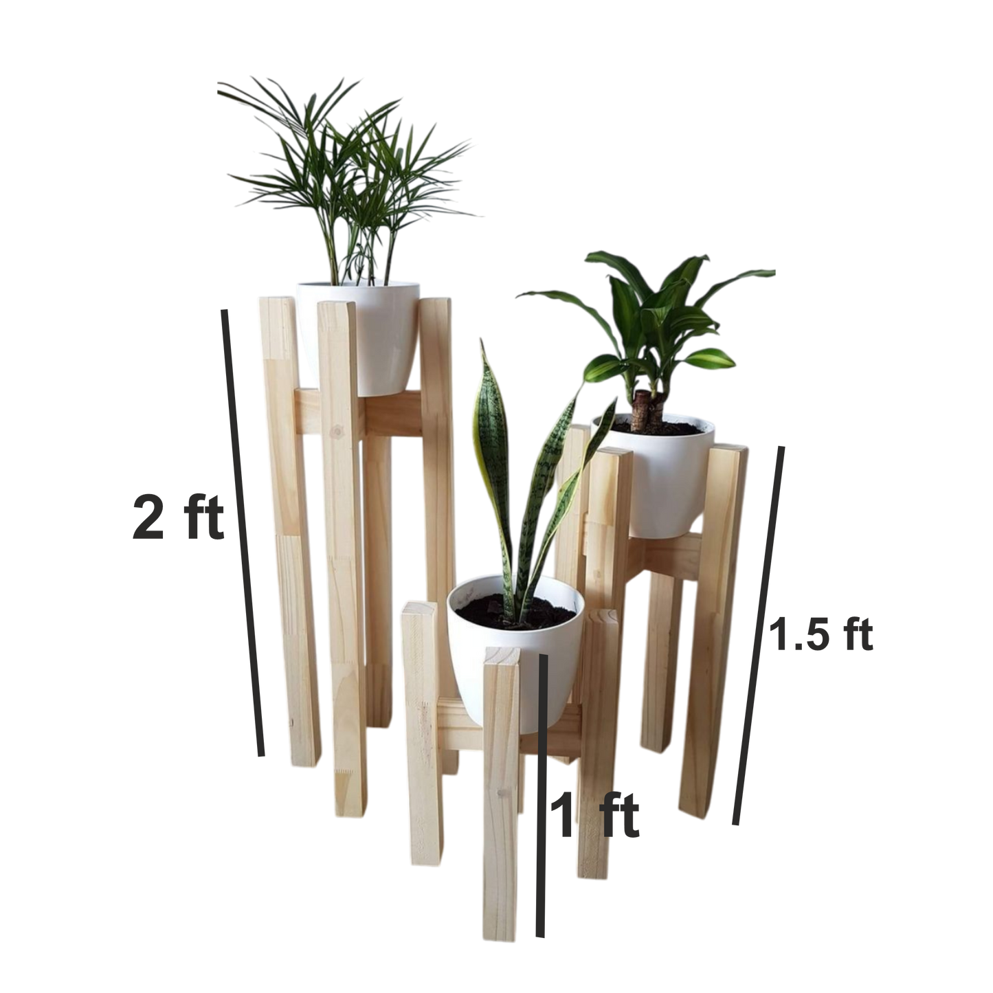 ShopTwiz Wooden Stool Plant Stand for Garden and House