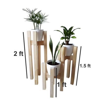 ShopTwiz Wooden Stool Plant Stand for Garden and House