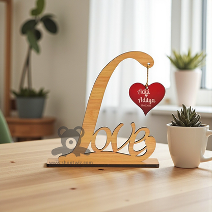 Customized Wooden Wedding & Anniversary Gift – Romantic Heart Decor for Couples, Family & Loved Ones | Home Table & Shelf Accent