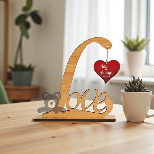 Customized Wooden Wedding & Anniversary Gift – Romantic Heart Decor for Couples, Family & Loved Ones | Home Table & Shelf Accent