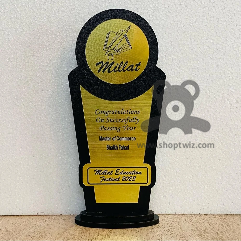 Personalized Wooden Trophies with Customized Text and Logo