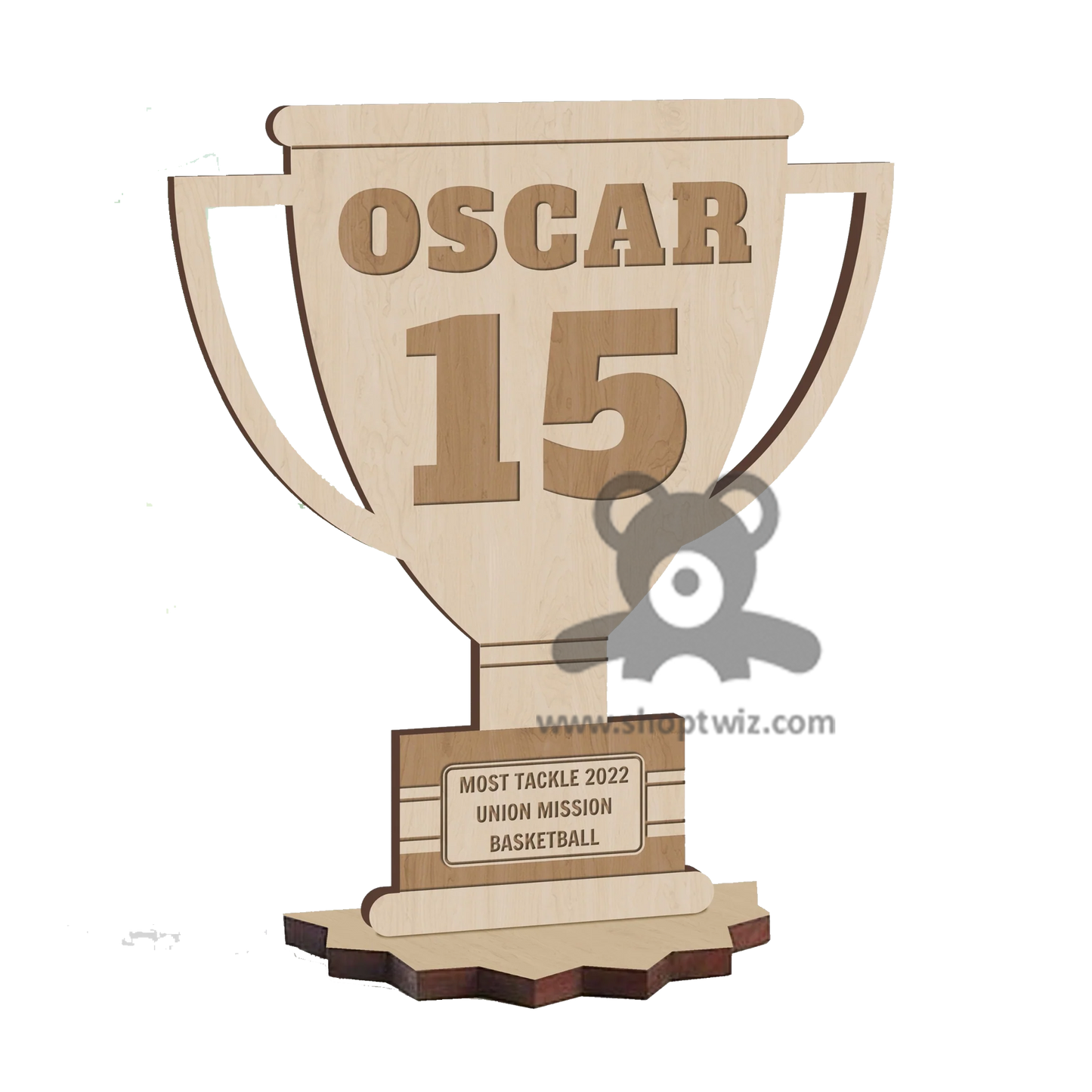 Personalized Wooden Trophy Keepsake – Custom Sport Player Number Award