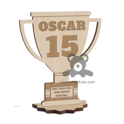 Personalized Wooden Trophy Keepsake – Custom Sport Player Number Award