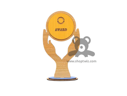 Laser-Cut 'Best Teacher' Wooden Award – Elegant Wooden Trophy Model