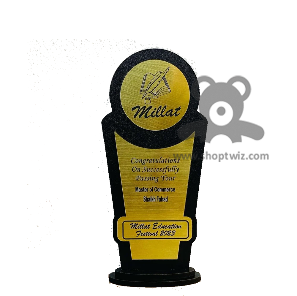 Personalized Wooden Trophies with Customized Text and Logo