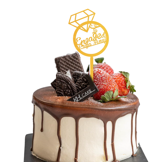 Happy Engaged Priya Anuj cake topper customize