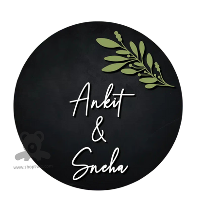 ShopTwiz Circle Black White Letter Green Design Name Plate for House and Office