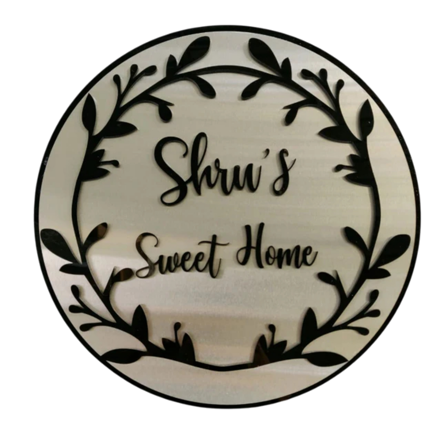 ShopTwiz Circle White Black Design Letter Name Plate for House and Office