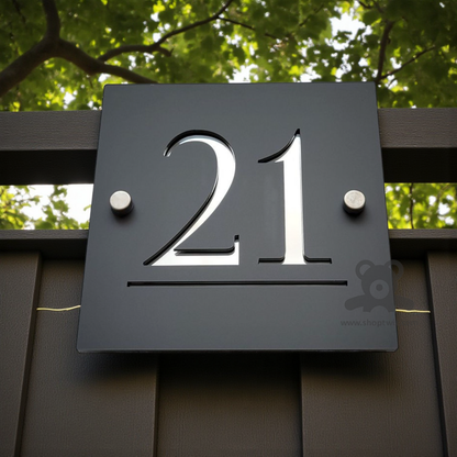 ShoptTwiz Square Black Transparent Latter  Name Plate for House and Office