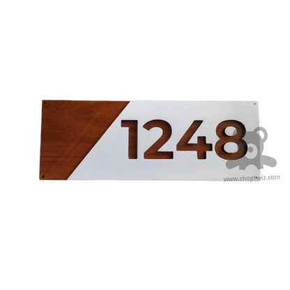ShopTwiz Rectangle Wood And White Acrylic Design Name Plate for House and Office