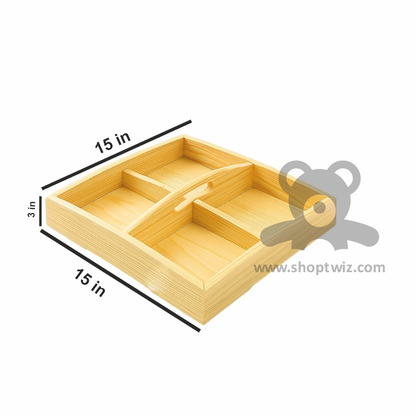 ShopTwiz Wooden 4-Box Tray for Kitchen