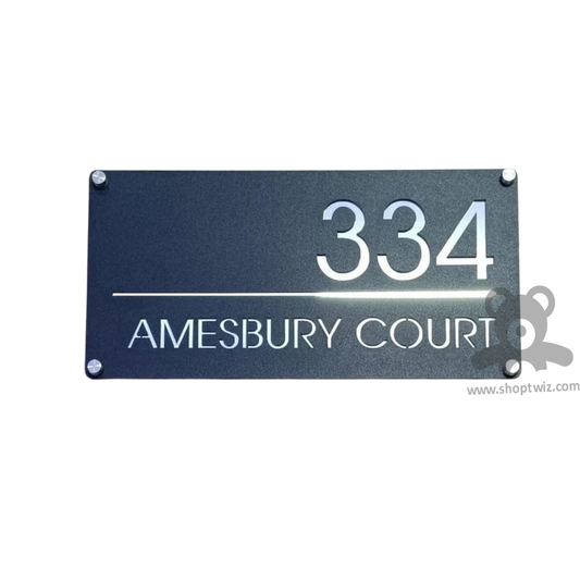 ShopTwiz Rectangle Black Golden Letter Name Plate for House and Office