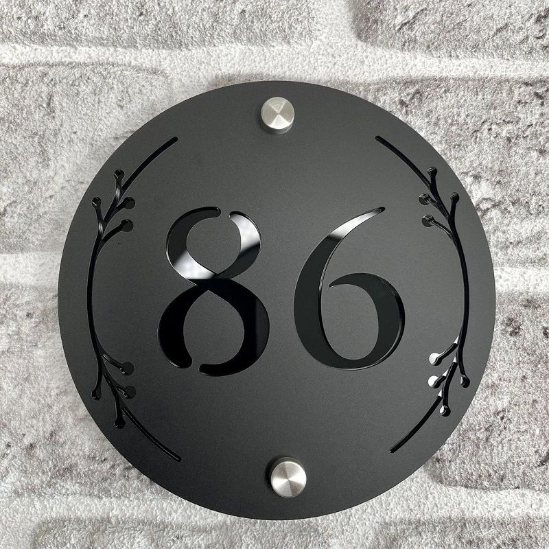 ShopTwiz Circle Black Design and Black Letter Name Plate for House and Office