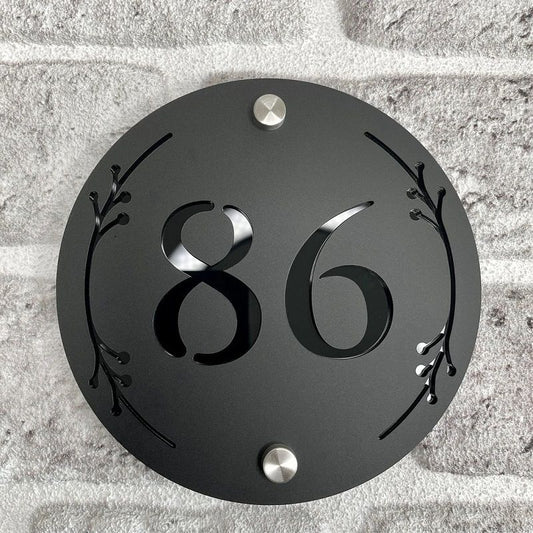 ShopTwiz Circle Black Design and Black Letter Name Plate for House and Office