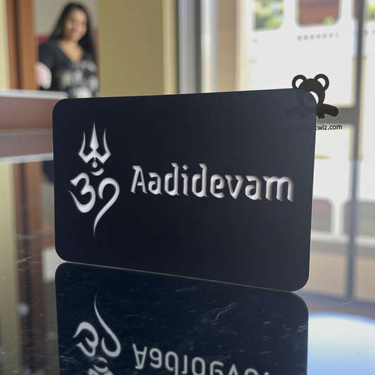 ShopTwiz Rectangle Black Acrylic White Letter And OM Name Plate for House and Office