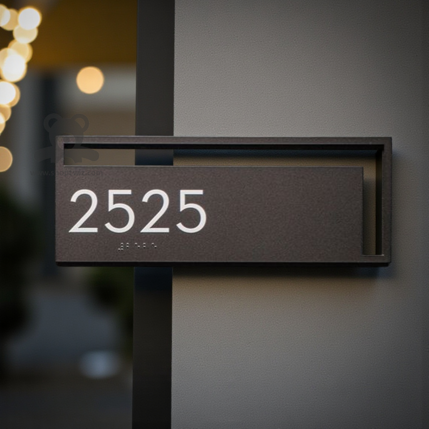 ShopTwiz Rectangle Brown Design  White Letter  Name Plate for House and Office