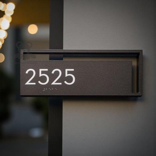 ShopTwiz Rectangle Brown Design  White Letter  Name Plate for House and Office