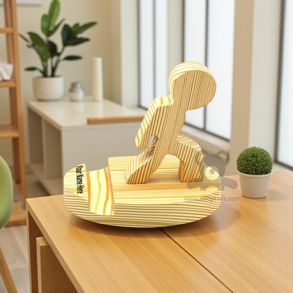 ShopTwiz Customized Boy-Shaped Wooden Mobile Stand – Personalize with Logo or Name | Unique Corporate Gift
