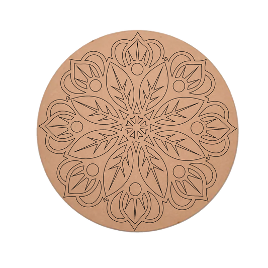 MDF Pre Marked Floral Art Round Cutout