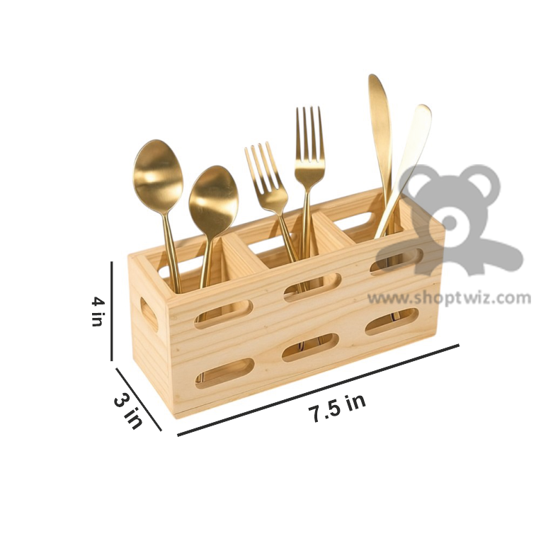 ShopTwiz Wooden Rectangle Spoon and Knife Stand