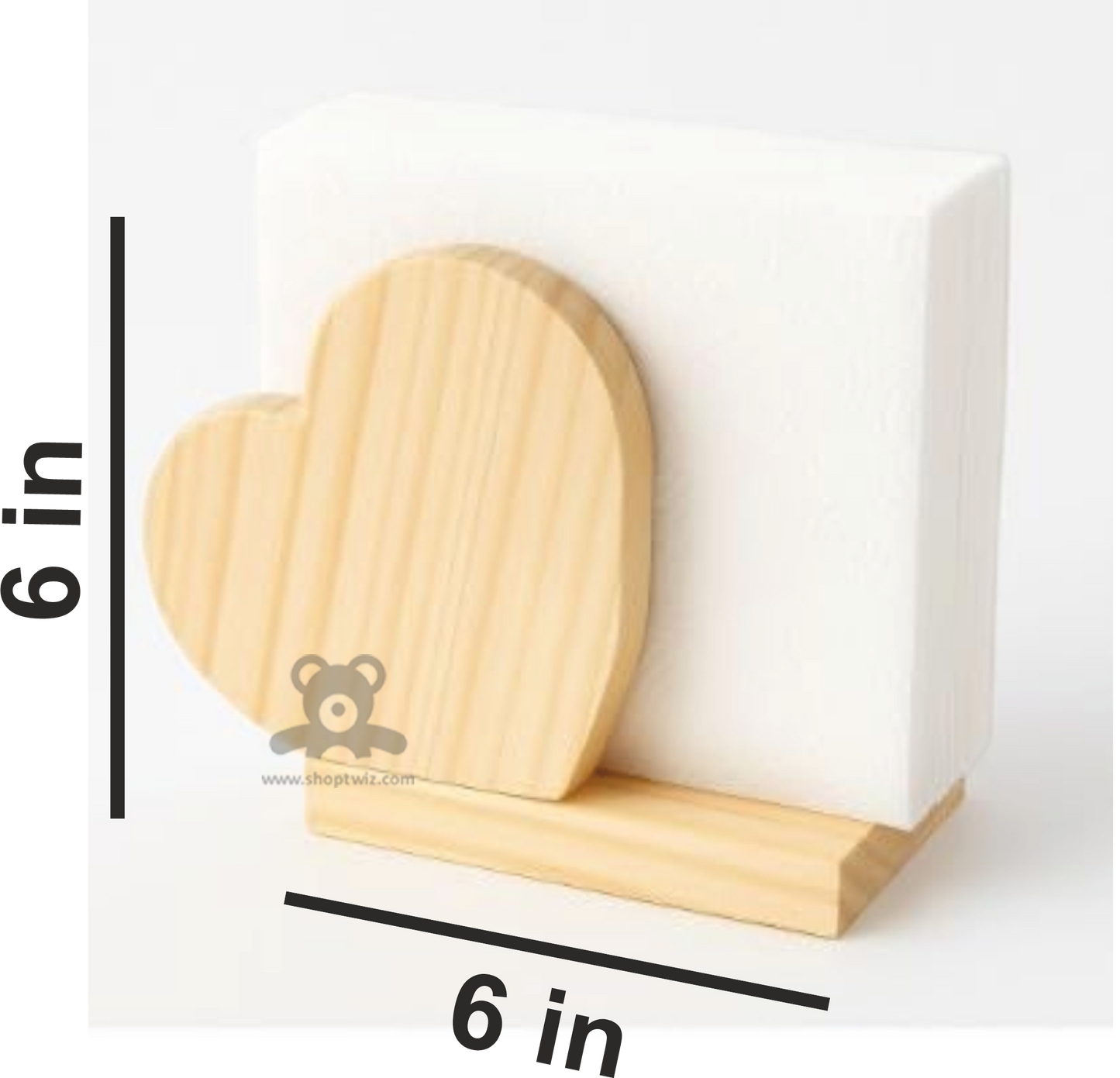 ShopTwiz Wooden Heart Design Napkin Holder