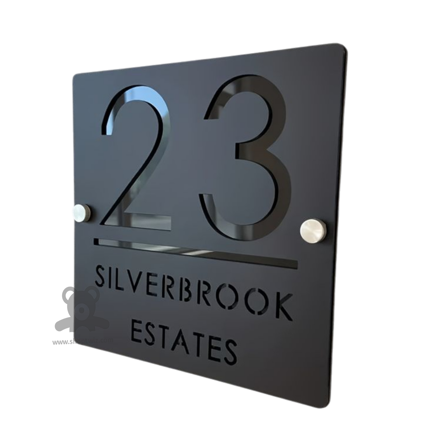 ShopTwiz Square Black Acrylic And Dark Black Letter Name Plate for House and Office