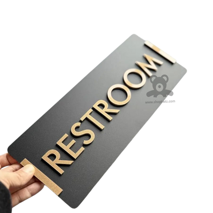 ShopTwiz Rectangle Black Golden Letter Name Plate for House and Office