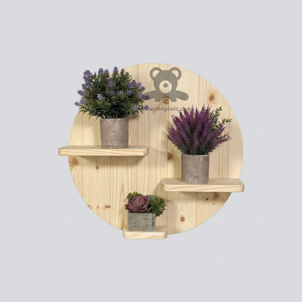 ShopTwiz Wooden Circle Wall Pot Stand