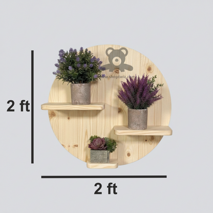 ShopTwiz Wooden Circle Wall Pot Stand