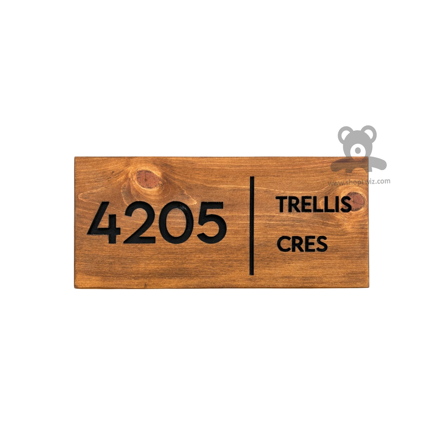 ShopTwiz Rectangle Wood Black Letter Text Name Plate for House and Office