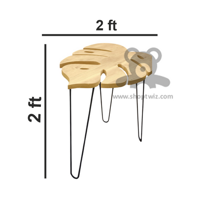 ShopTwiz Wooden Monstera Leaf Table Stand