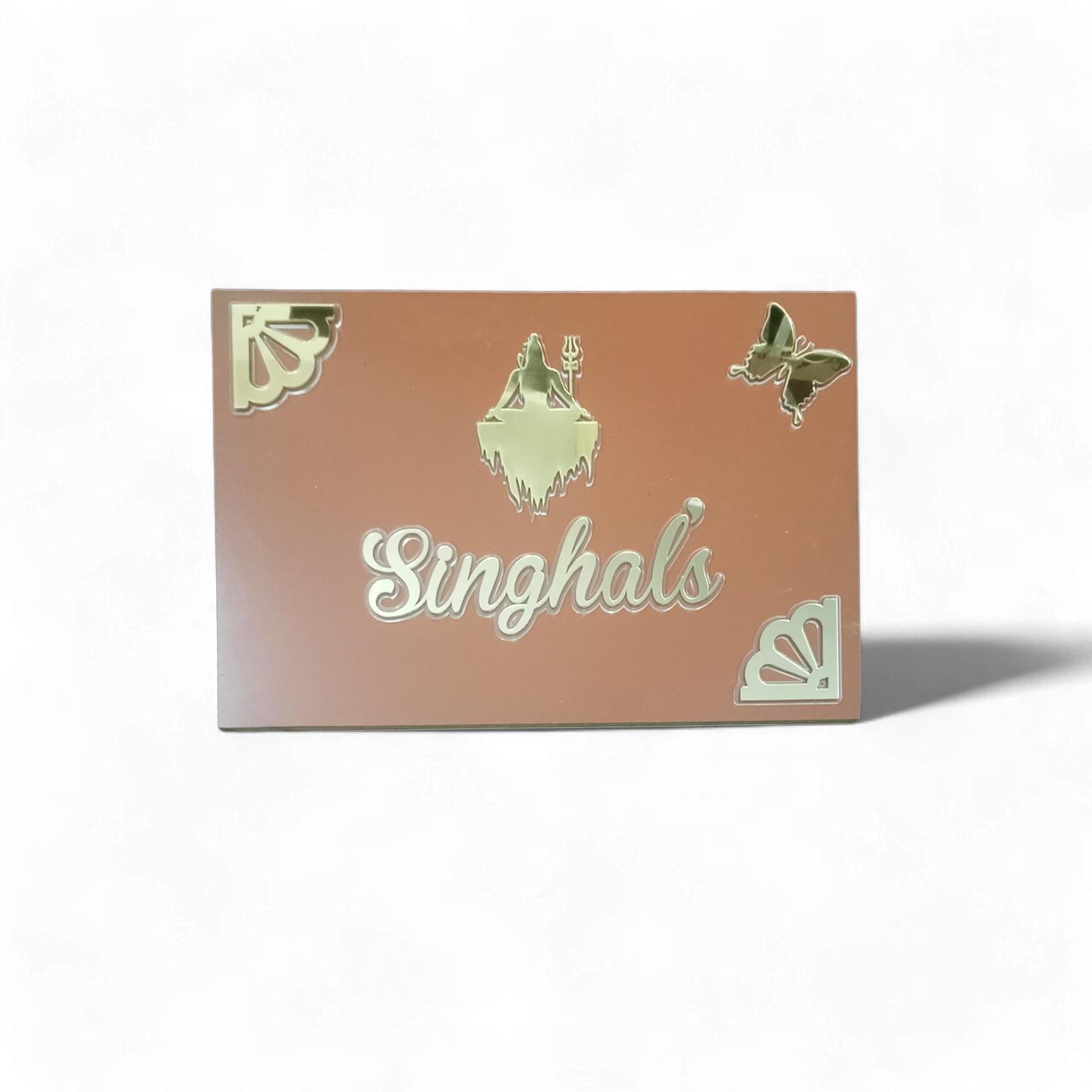 Shinghal's Name Plate For Home / Office Door - Wooden Base with Acrylic Design