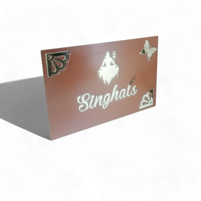 Shinghal's Name Plate For Home / Office Door - Wooden Base with Acrylic Design