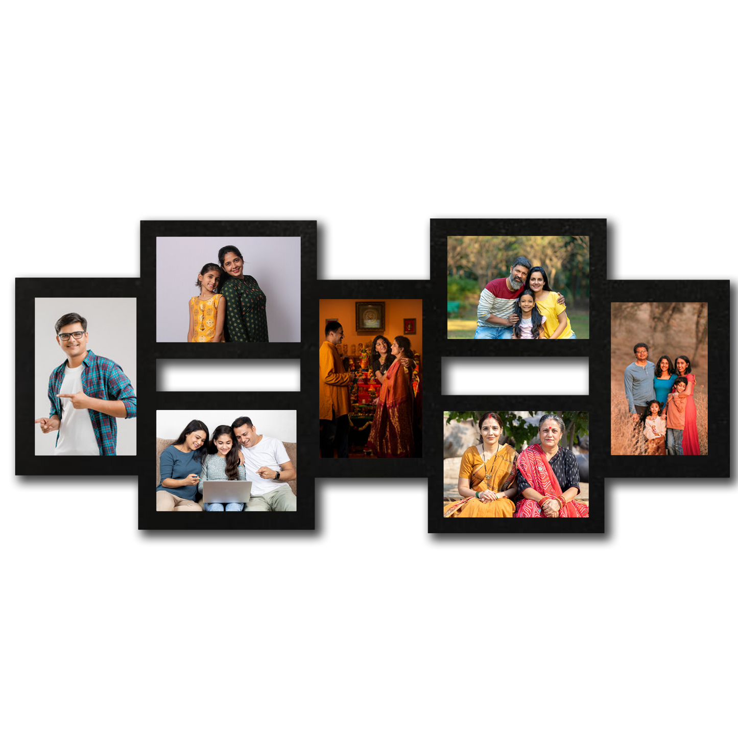 ShopTwiz Happy Family Collage Photo Frame with 7 photos ( Customizable )