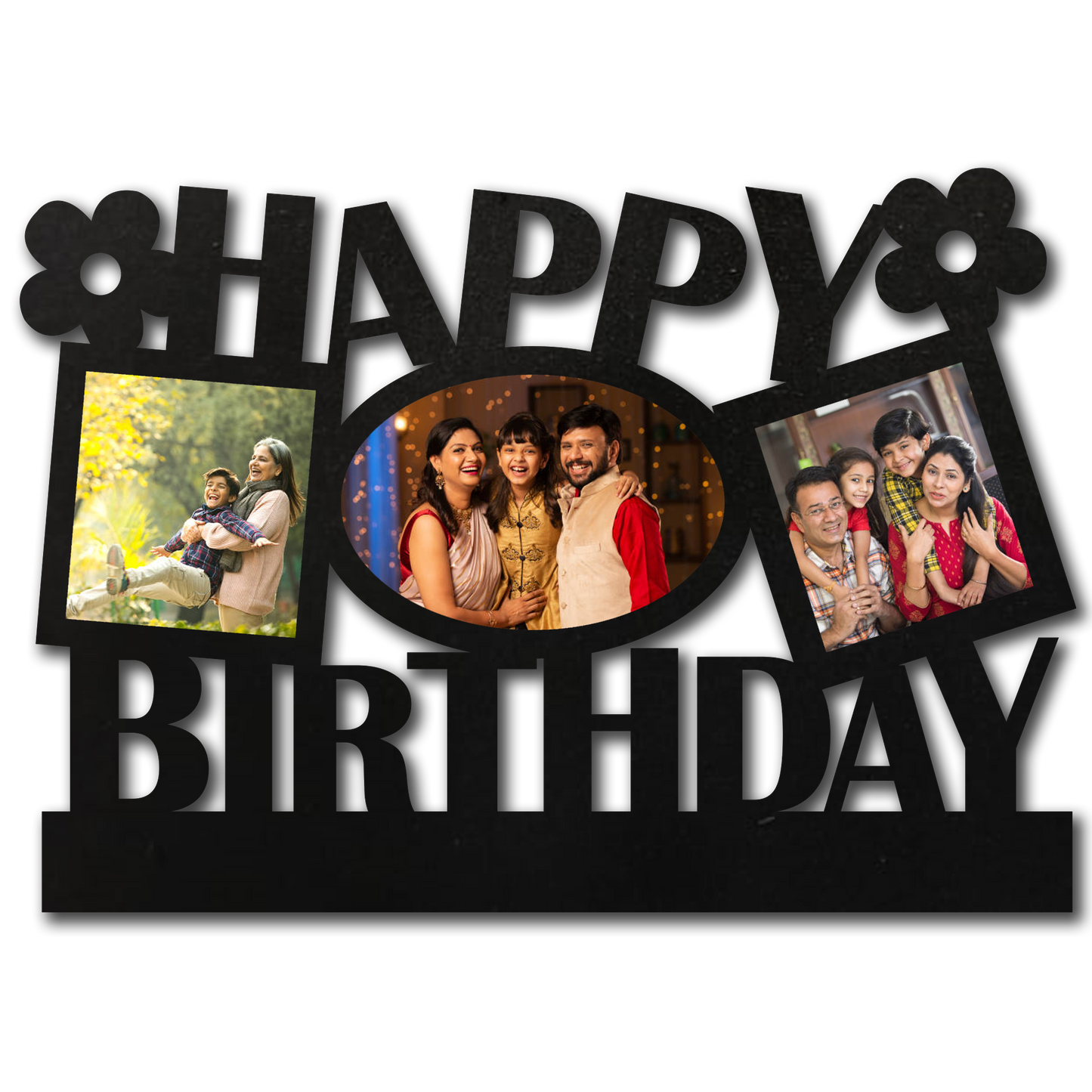 ShopTwiz Happy Birthday Collage Photo Frame with 3 photos ( Customizable )