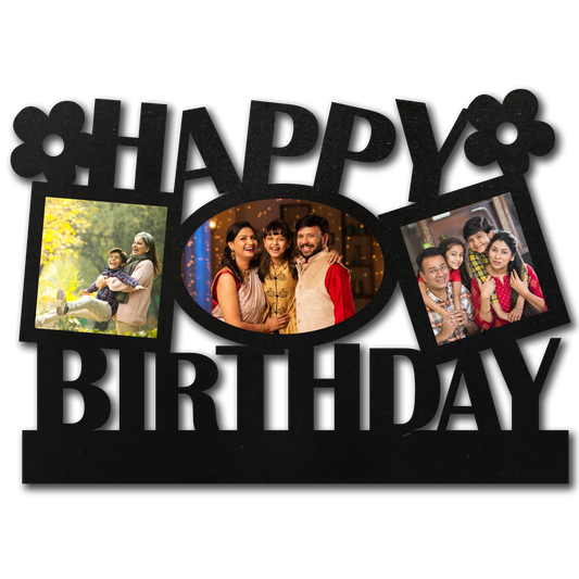 ShopTwiz Happy Birthday Collage Photo Frame with 3 photos ( Customizable )