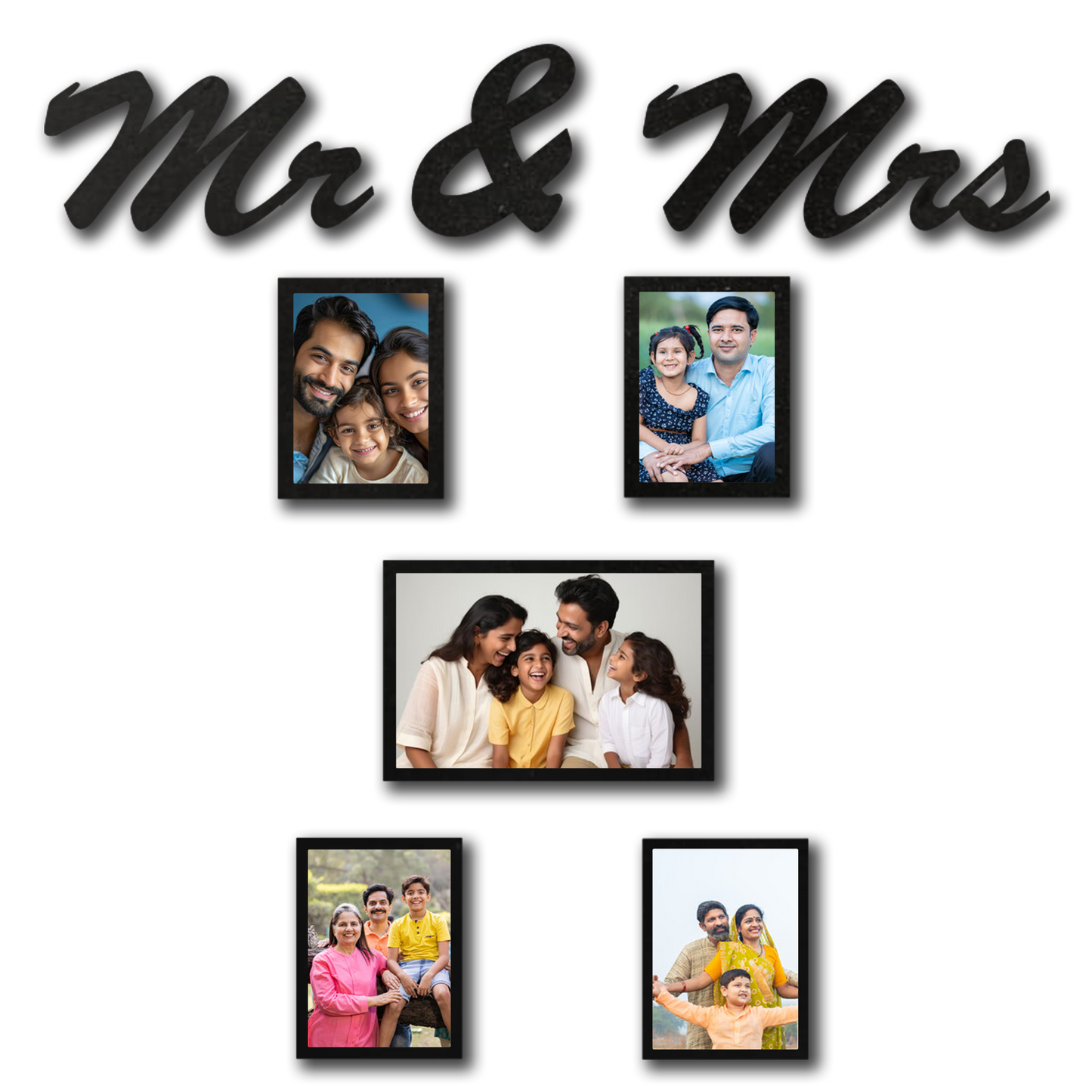 ShopTwiz Mr & Mrs Tree Collage Photo Frame with 5 photos ( Customizable )