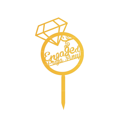 Happy Engaged Priya Anuj cake topper customize
