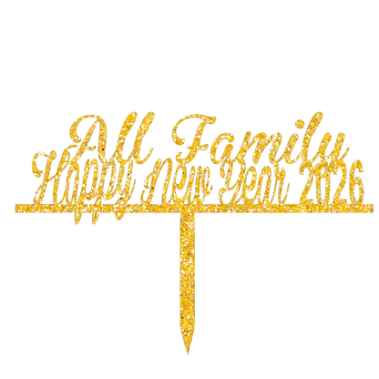 All Family Happy New Year 2026 Customize cake topper