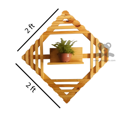 ShopTwiz Wooden Square Design Wall Pot Stand
