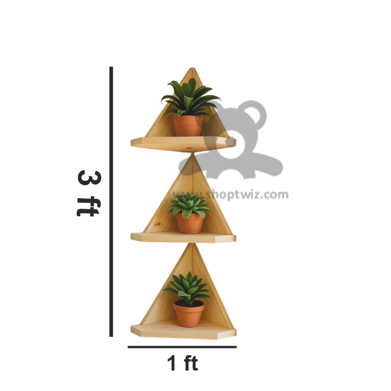 ShopTwiz Wooden Triangle Pot Stand Design