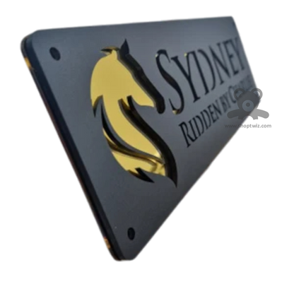 ShopTwiz Rectangle Black and Golden Letter Design Name Plate for House and Office