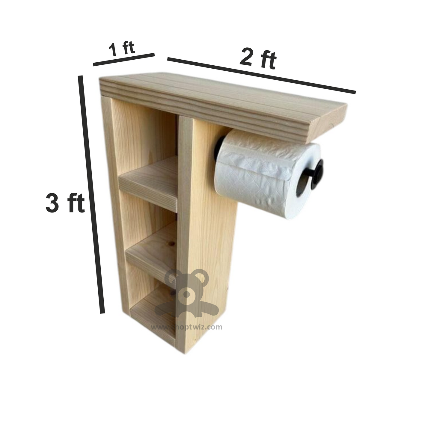 ShopTwiz Wooden Rectangle Toilet Paper Holder